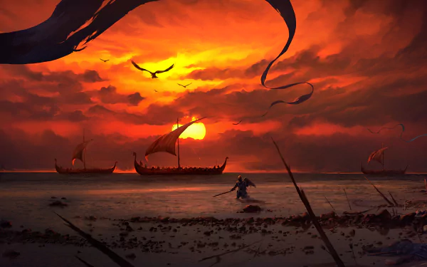 drakkar fantasy viking HD Desktop Wallpaper | Background Image