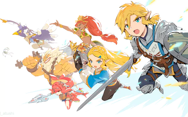 Daruk (The Legend Of Zelda) Revali (The Legend Of Zelda) Urbosa (The Legend Of Zelda) Mipha (The Legend Of Zelda) Princess Zelda Link video game The Legend of Zelda: Breath of the Wild HD Desktop Wallpaper | Background Image