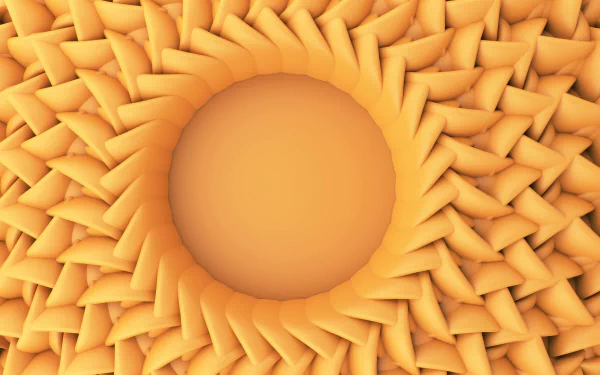 A vibrant yellow 3D artistic spiral design with layered geometric shapes, rendered in 4K Ultra HD for a sharp PC desktop wallpaper background.