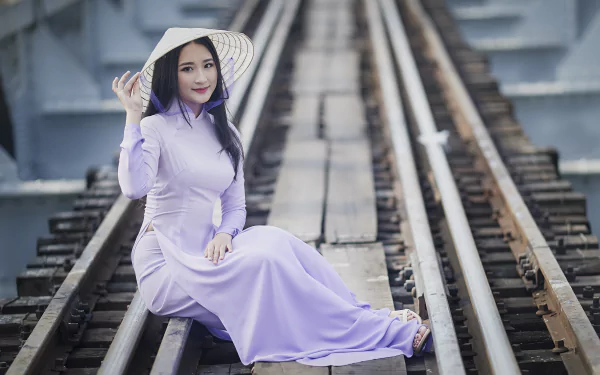 asian conical hat model woman asian HD Desktop Wallpaper | Background Image