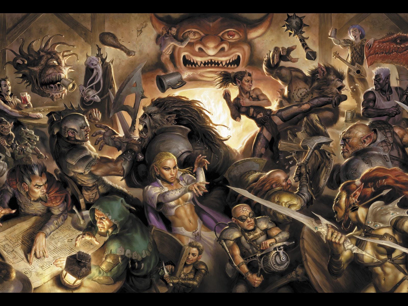 Fantasy-themed desktop wallpaper D&D fans will love - reminiscent of mysterious dungeons.