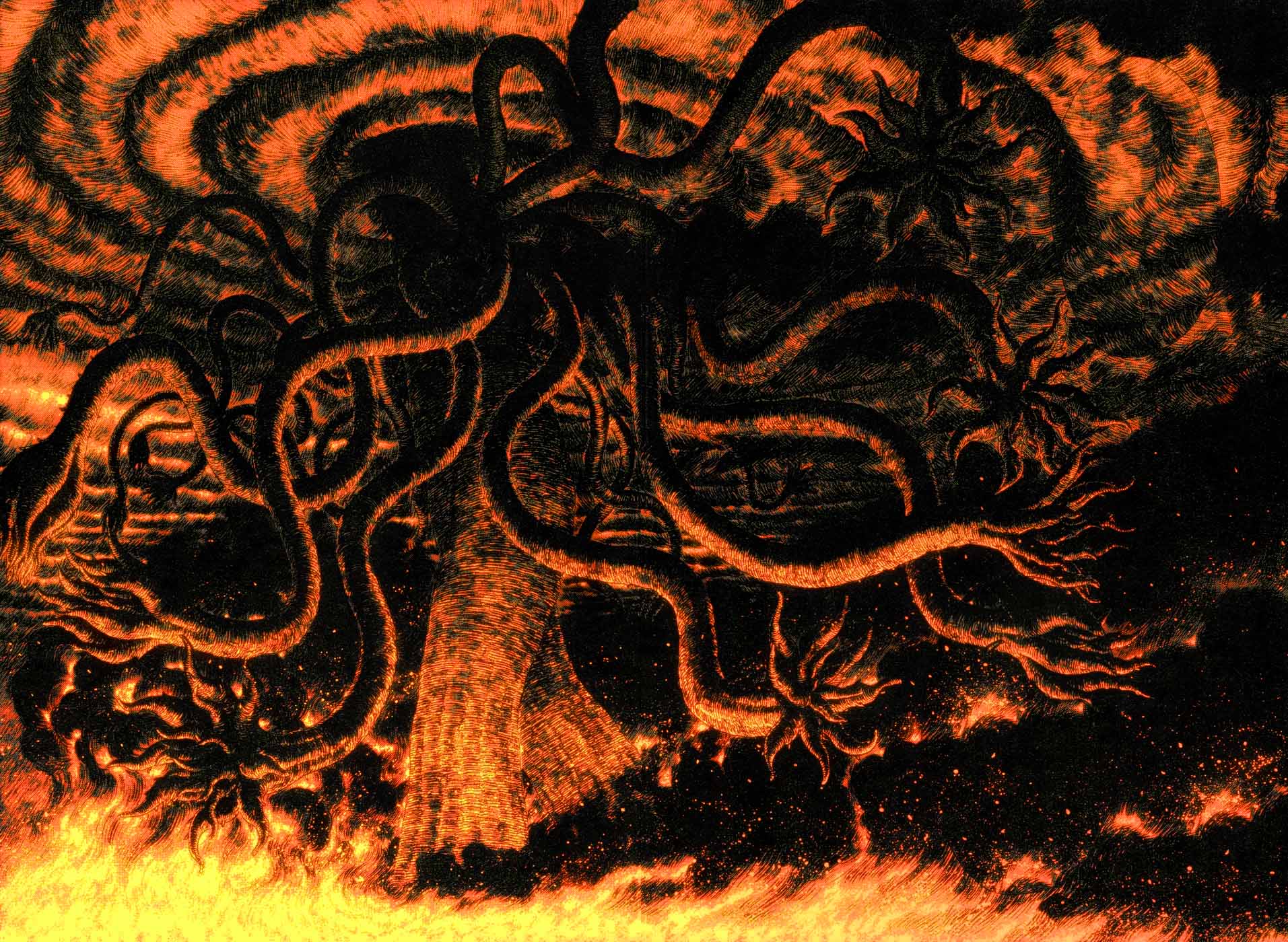 Dark fantasy artwork showcasing a warrior from the anime series 'Berserk'.