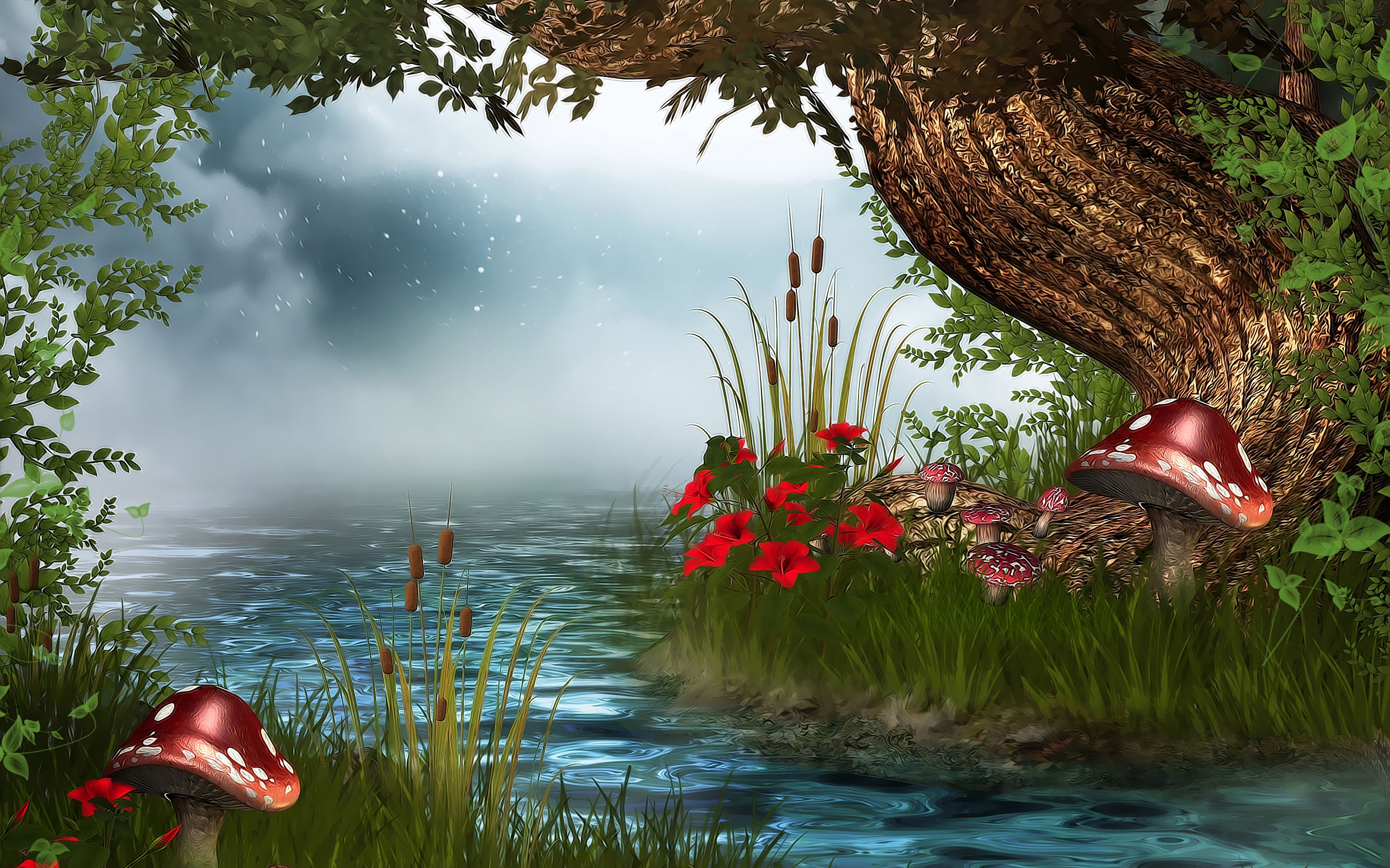 Fantasy artwork of mesmerizing scenery for a desktop wallpaper.