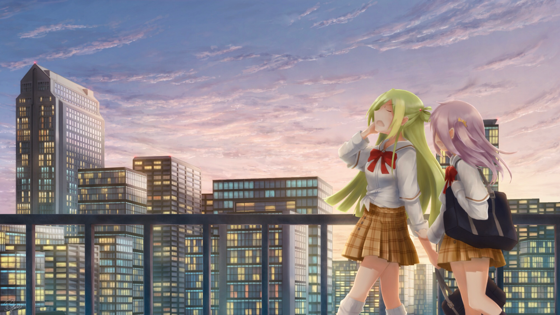 Download School Uniform Karin Misono Alina Gray Anime Magia Record: Puella Magi Madoka Magica Side Story HD Wallpaper