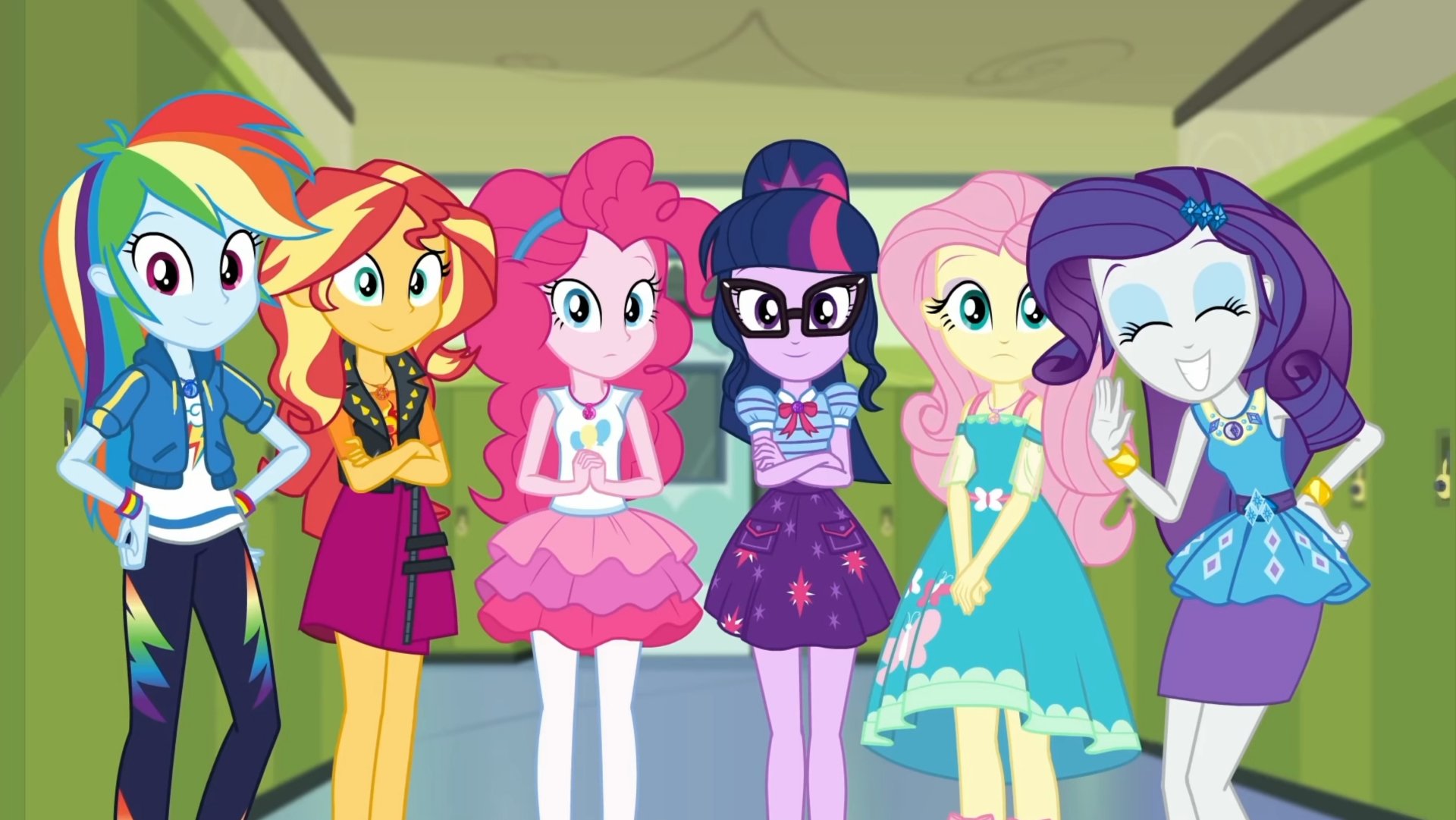 Download Fluttershy (My Little Pony) Pinkie Pie Rarity (My Little Pony) Rainbow Dash Sunset Shimmer Sci-Twi (My Little Pony) TV Show My Little Pony: Equestria Girls HD Wallpaper