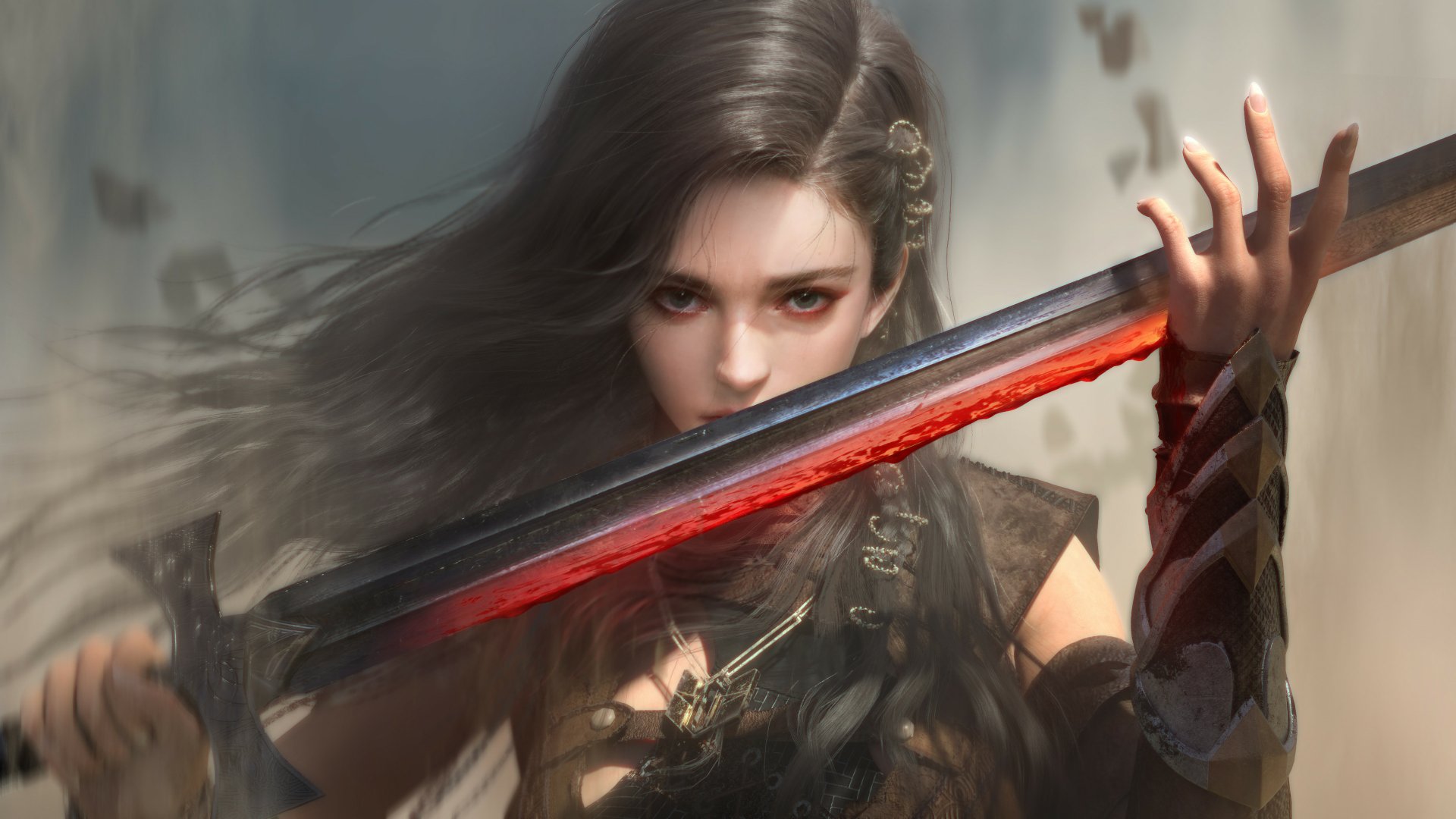 4K Ultra HD Woman Warrior with Fiery Sword – Fantasy Power Unleashed by ...