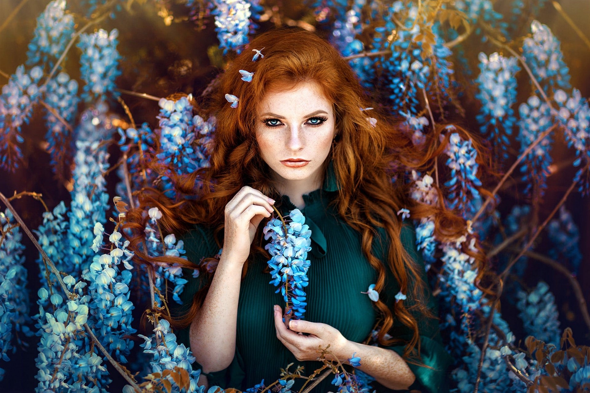Download Redhead Flower Woman Model HD Wallpaper by Melanie Dietze