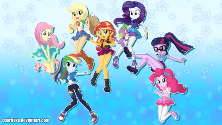 Spike (My Little Pony) Fluttershy (My Little Pony) Applejack (My Little Pony) Sunset Shimmer Rarity (My Little Pony) Pinkie Pie Sci-Twi (My Little Pony) TV Show My Little Pony: Equestria Girls HD Desktop Wallpaper | Background Image