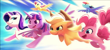 Fluttershy (My Little Pony) Rainbow Dash Rarity (My Little Pony) Pinkie Pie Applejack (My Little Pony) Twilight Sparkle movie My Little Pony: A New Generation HD Desktop Wallpaper | Background Image