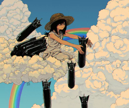 bomb cloud Anime girl anime girl HD Desktop Wallpaper | Background Image