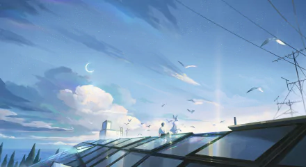 rooftop Anime sky Sky Anime HD Desktop Wallpaper | Background Image