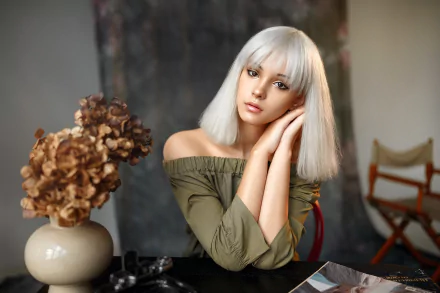 white hair woman model HD Desktop Wallpaper | Background Image