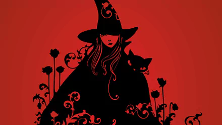 cat witch hat fantasy witch HD Desktop Wallpaper | Background Image