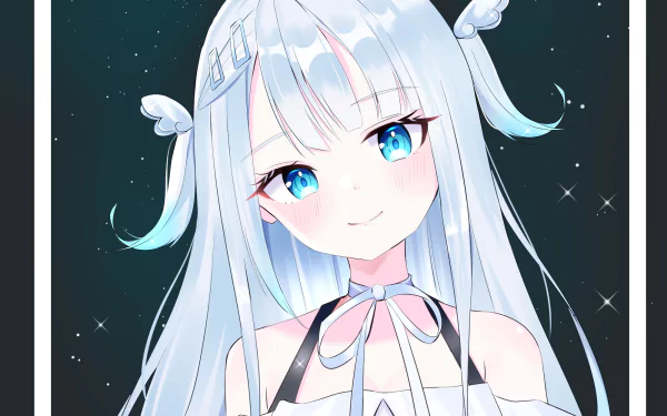 blue eyes Amatsuka Uto Anime Virtual Youtuber HD Desktop Wallpaper | Background Image