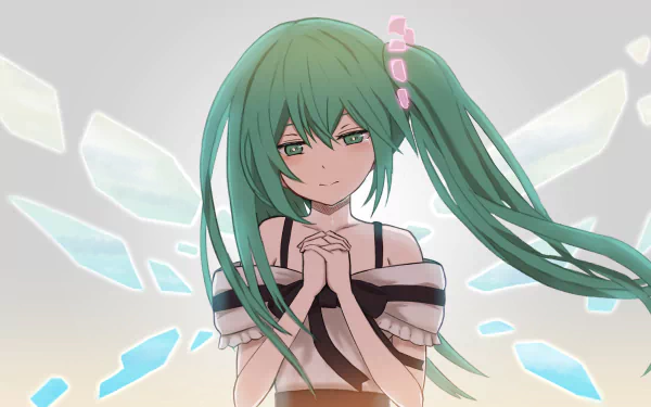 green hair Hatsune Miku Anime Vocaloid HD Desktop Wallpaper | Background Image