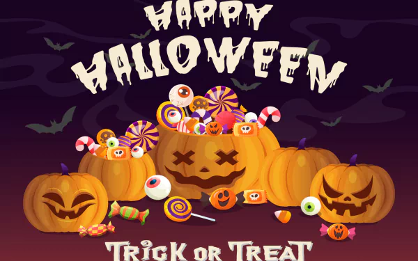 trick or treat Happy Halloween jack-o'-lantern holiday halloween HD Desktop Wallpaper | Background Image