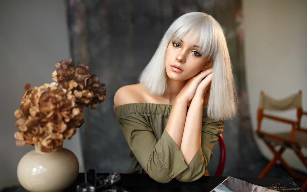 white hair woman model HD Desktop Wallpaper | Background Image
