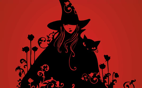 cat witch hat fantasy witch HD Desktop Wallpaper | Background Image