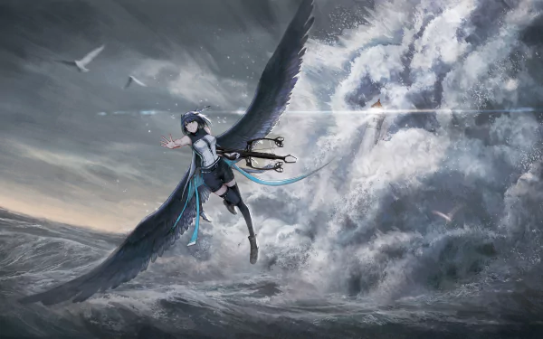 Greythroat (Arknights) angel video game Arknights HD Desktop Wallpaper | Background Image