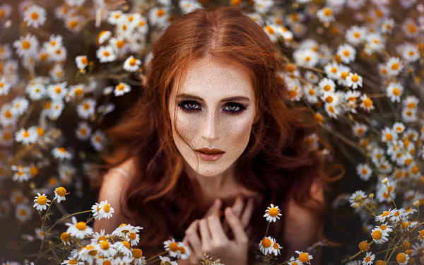 redhead freckles woman model HD Desktop Wallpaper | Background Image