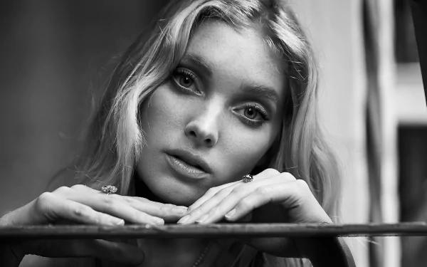 Black & White model Swedish Celebrity Elsa Hosk HD Desktop Wallpaper | Background Image