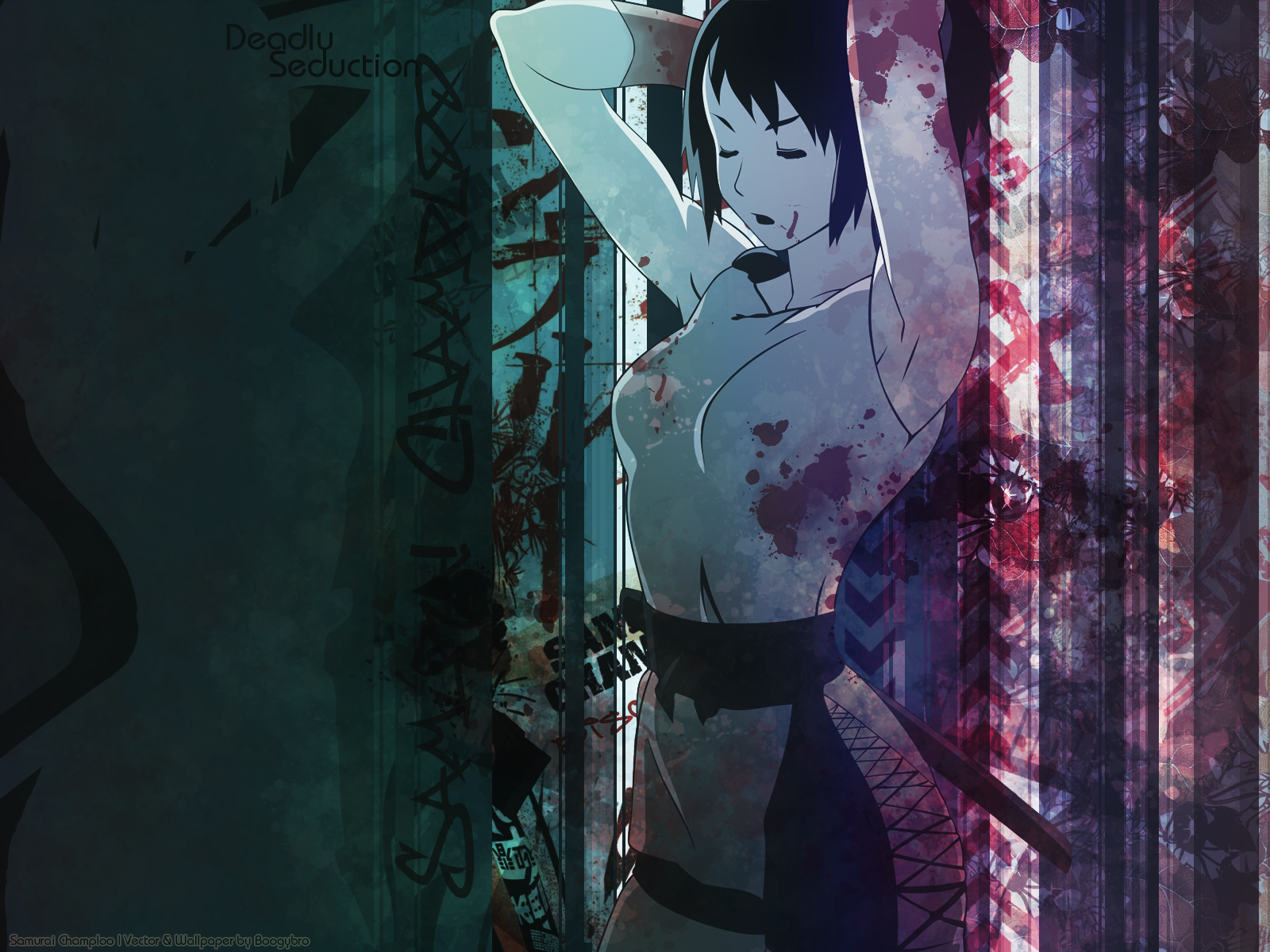 Anime warrior wielding a sword against a vivid backdrop - Samurai Champloo desktop wallpaper.