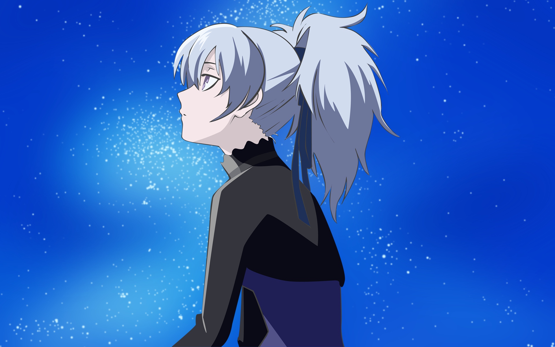 Yin, a character from Darker Than Black anime series, with a serene expression in a cool background.
