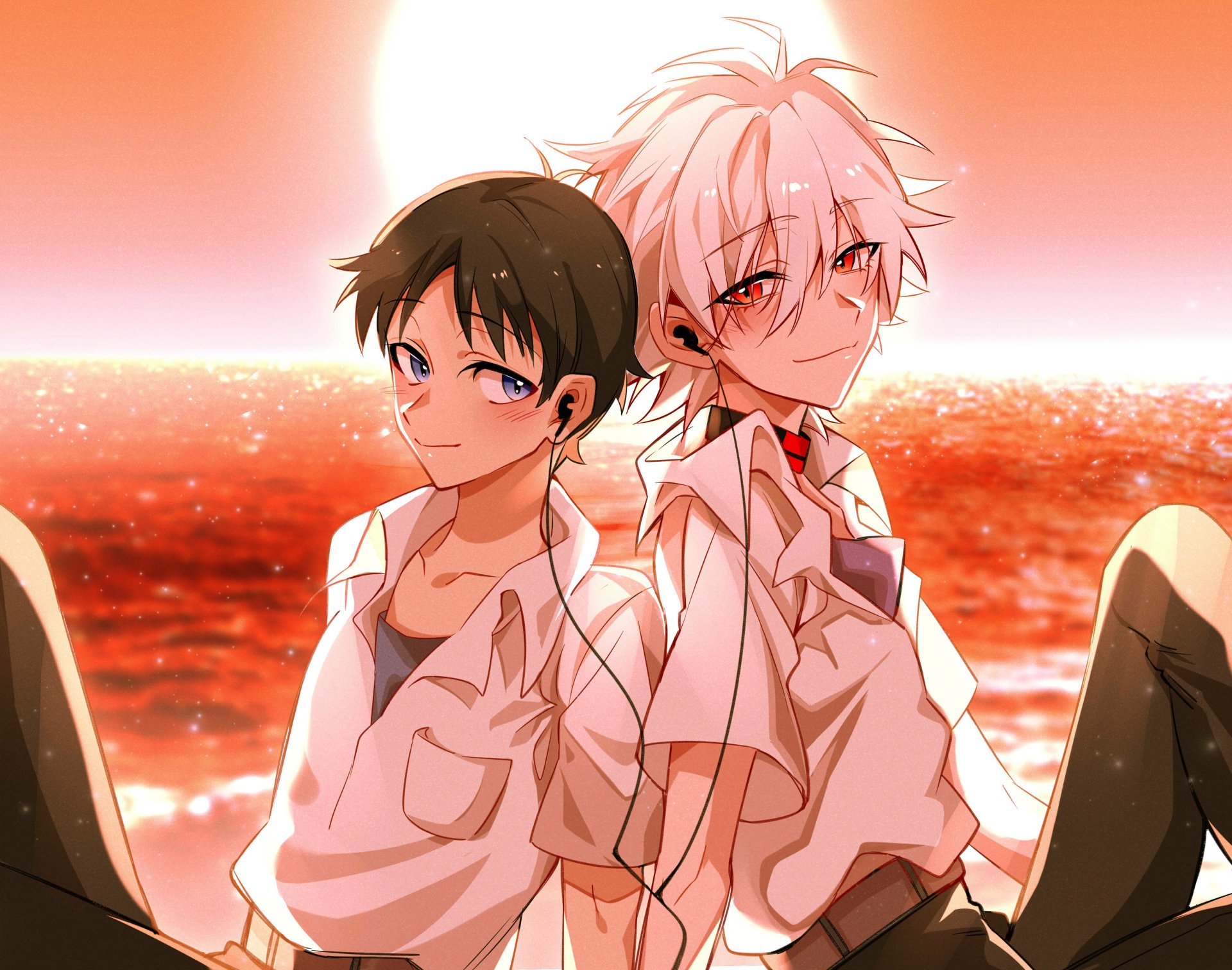 Download Kaworu Nagisa Shinji Ikari Anime Neon Genesis Evangelion HD Wallpaper