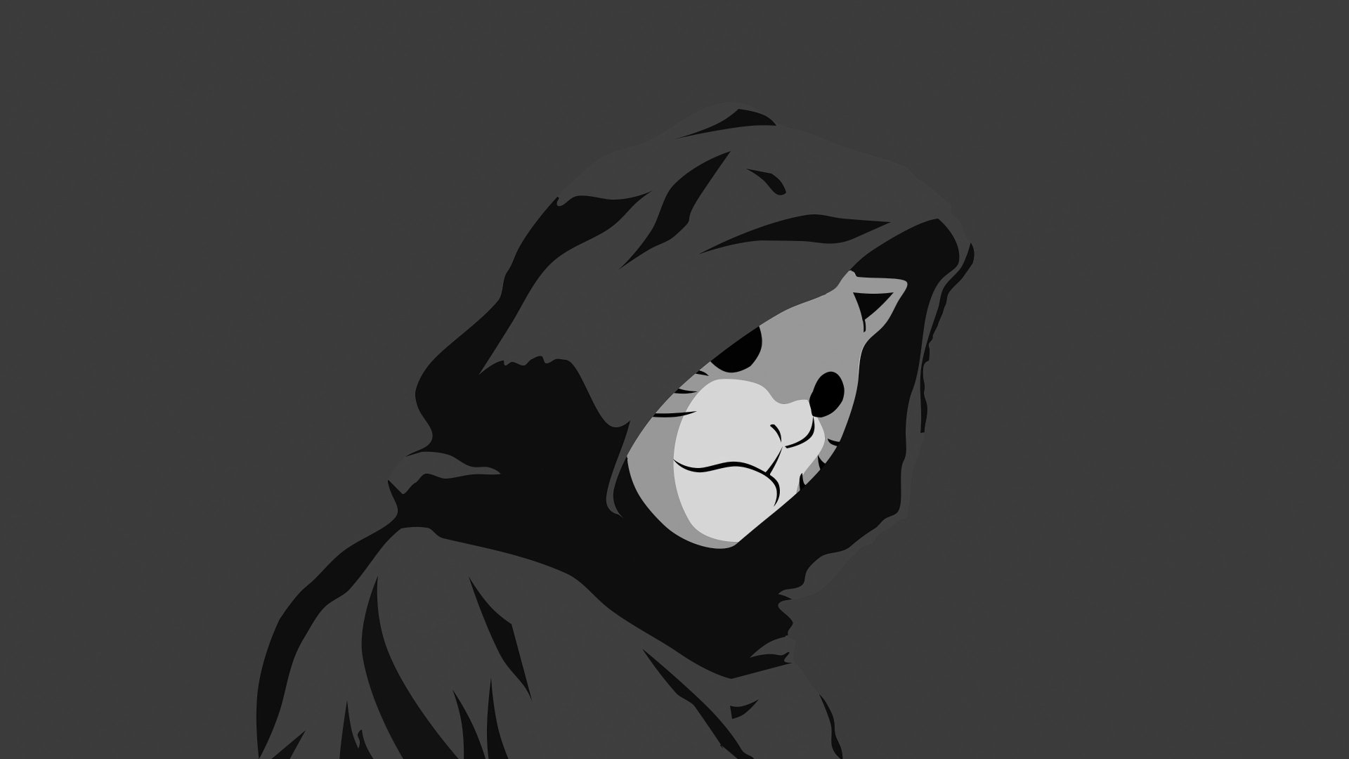 Dark, minimalistic 4K Ultra HD Naruto anime wallpaper featuring a cloaked figure wearing a white mask, set against a muted gray background for PC desktops.