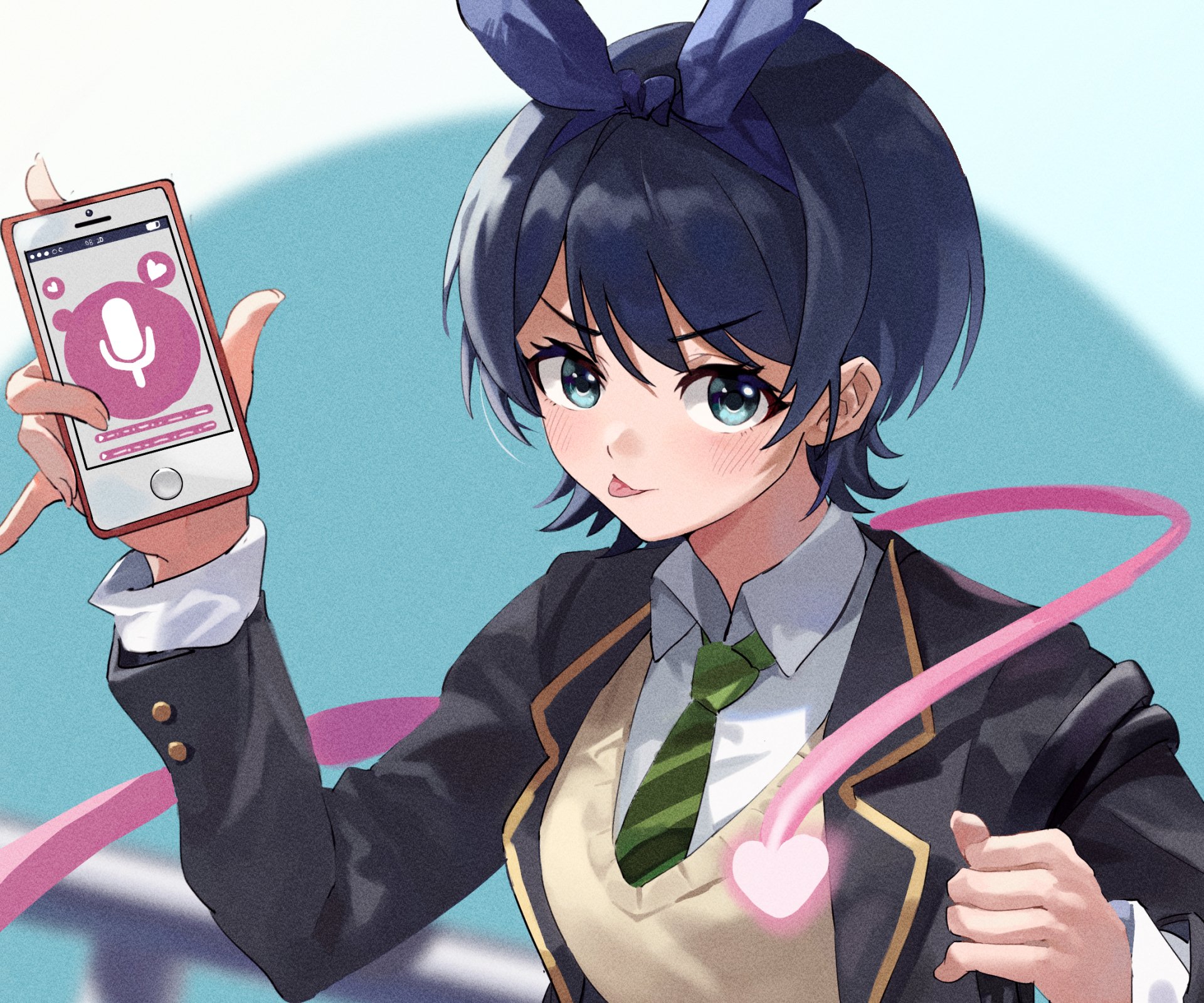 HD PC desktop wallpaper featuring Ruka Sarashina from the anime Rent-A-Girlfriend, showing her holding a smartphone with a confident expression.