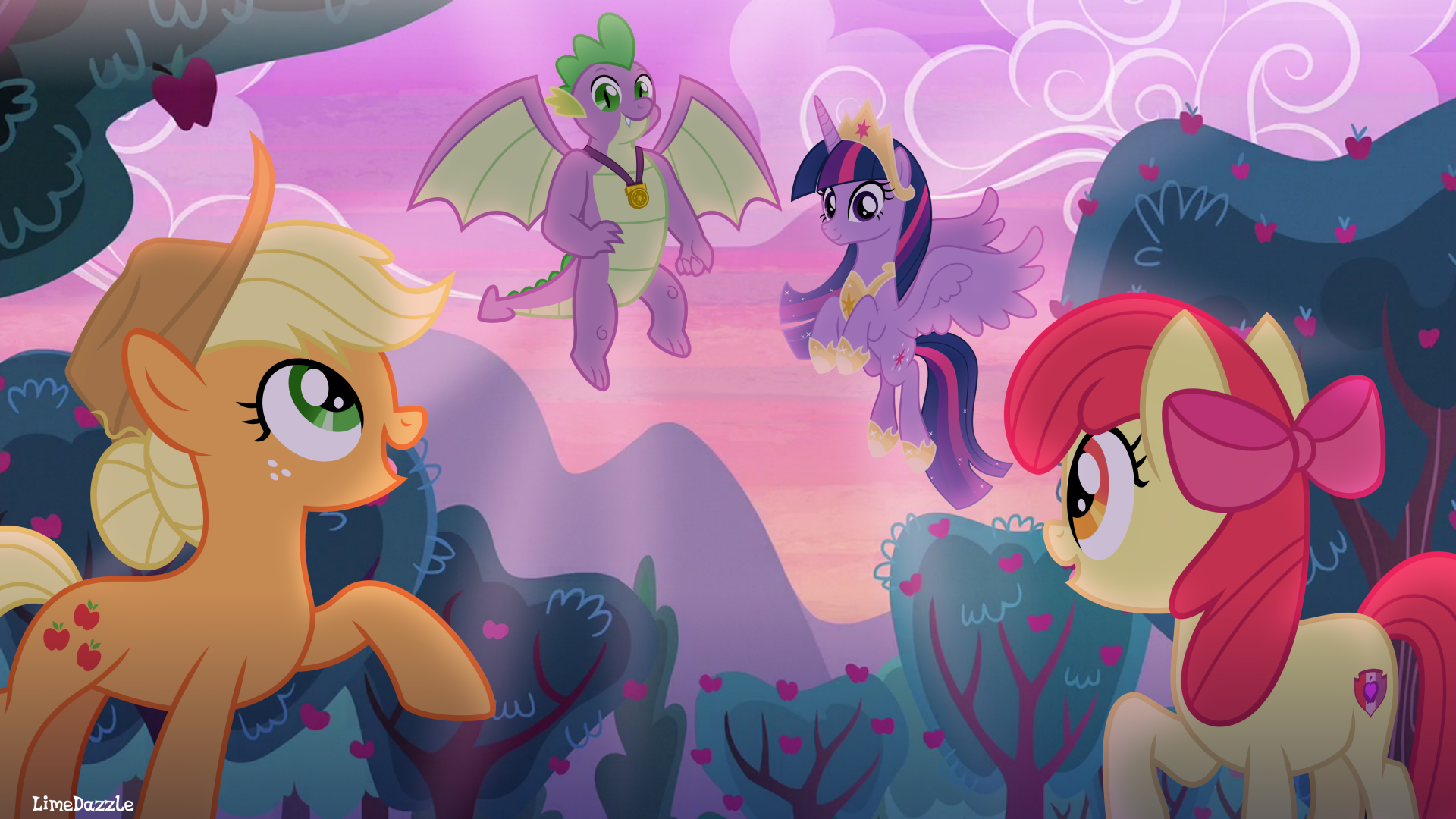 Download Apple Bloom Applejack (My Little Pony) Spike (My Little Pony) Twilight Sparkle TV Show My Little Pony: Friendship Is Magic 4k Ultra HD Wallpaper by limedazzle