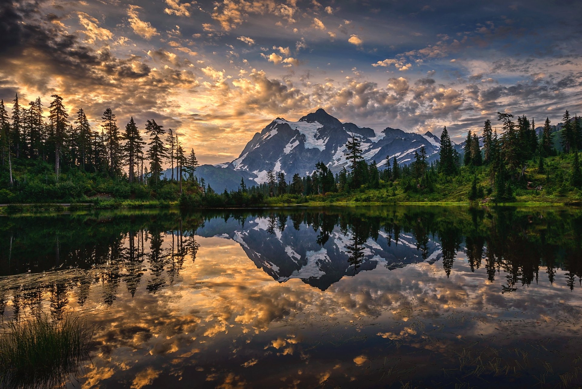 Download Mount Shuksan Lake Nature Reflection HD Wallpaper