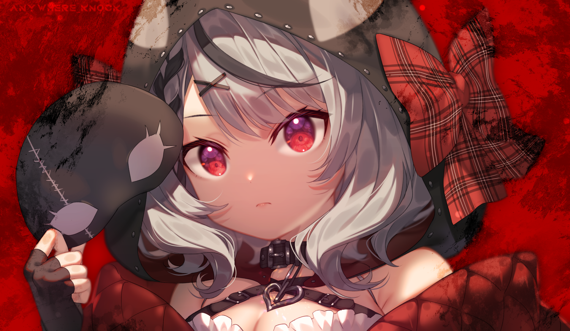 red dress silver hair anime Anime Genshin art style white Grey hair girl wearing diamond crown in red  dress on Craiyon