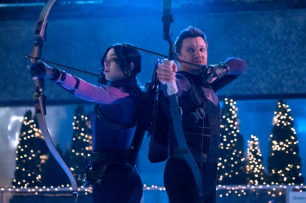 Jeremy Renner Clint Barton Kate Bishop Hailee Steinfeld TV Show Hawkeye HD Desktop Wallpaper | Background Image