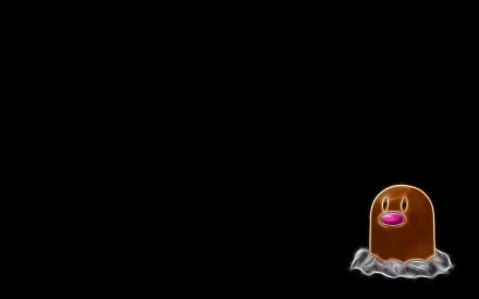 HD PC desktop wallpaper of Diglett, the Ground Pokémon from the Pokémon anime, emerging from rocky soil on a solid black background.