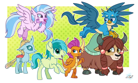 Ocellus (My Little Pony) Smolder (My Little Pony) Yona (My Little Pony) Silverstream (My Little Pony: Friendship is Magic) Sandbar (My Little Pony) Gallus (My Little Pony) TV Show My Little Pony: Friendship Is Magic HD Desktop Wallpaper | Background Image