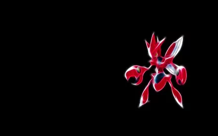 HD desktop wallpaper featuring Scizor, the red metallic Pokémon from the Pokémon anime, set against a sleek black background.