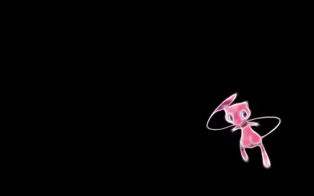 HD desktop wallpaper featuring Mew, a legendary psychic Pokémon from the Pokémon anime series, set against a black background.