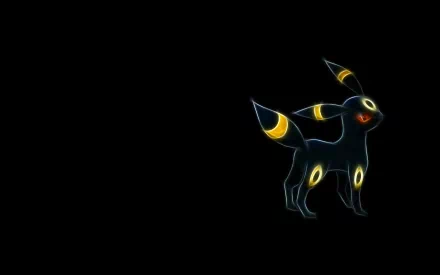 HD wallpaper featuring Umbreon, a dark-type Pokémon from the Eeveelutions. The sleek design showcases its glowing yellow markings against a black background.
