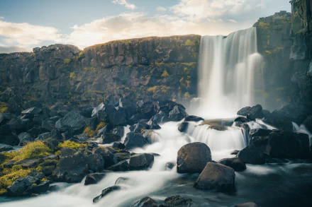 Iceland Öxarárfoss nature waterfall HD Desktop Wallpaper | Background Image