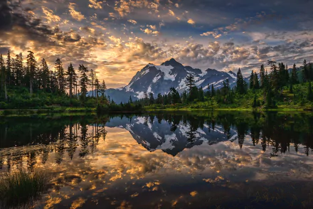 Mount Shuksan lake nature reflection HD Desktop Wallpaper | Background Image