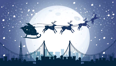 sleigh Santa moon holiday Christmas HD Desktop Wallpaper | Background Image