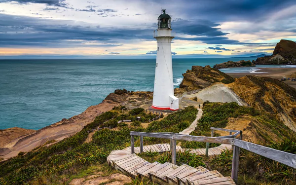 coast New Zealand man made lighthouse HD Desktop Wallpaper | Background Image