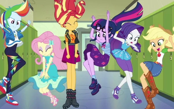 Fluttershy (My Little Pony) Rainbow Dash Applejack (My Little Pony) Rarity (My Little Pony) Sunset Shimmer Sci-Twi (My Little Pony) TV Show My Little Pony: Equestria Girls HD Desktop Wallpaper | Background Image