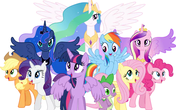 Princess Cadance Princess Luna Princess Celestia Rainbow Dash Applejack (My Little Pony) Pinkie Pie Fluttershy (My Little Pony) Rarity (My Little Pony) Spike (My Little Pony) Twilight Sparkle TV Show My Little Pony: Friendship Is Magic HD Desktop Wallpaper | Background Image