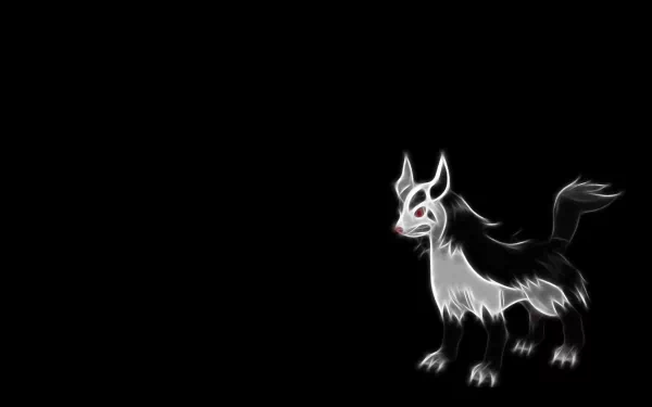 HD desktop wallpaper featuring Mightyena, a dark-type Pokémon, illustrated in anime style against a black background.