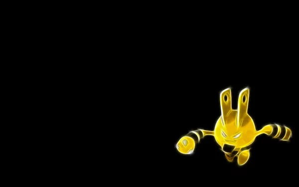 Elekid, an electric Pokémon from the anime, glows neon yellow against a black backdrop — HD PC desktop wallpaper/background.