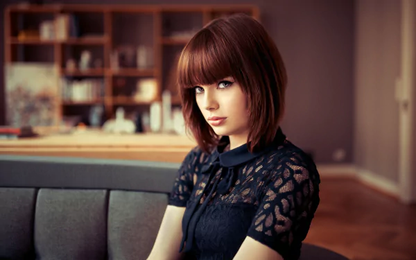 Marie Grippon short hair woman model HD Desktop Wallpaper | Background Image