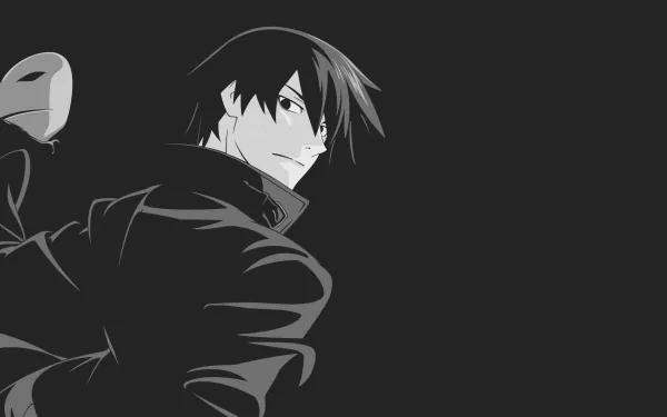 HD anime desktop wallpaper featuring Hei from Darker than Black in a dark, minimalist style with a confident expression against a black background.