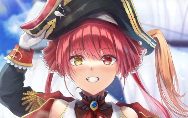 Anime Virtual Youtuber Houshou Marine Hololive Heterochromia HD Wallpaper | Background Image